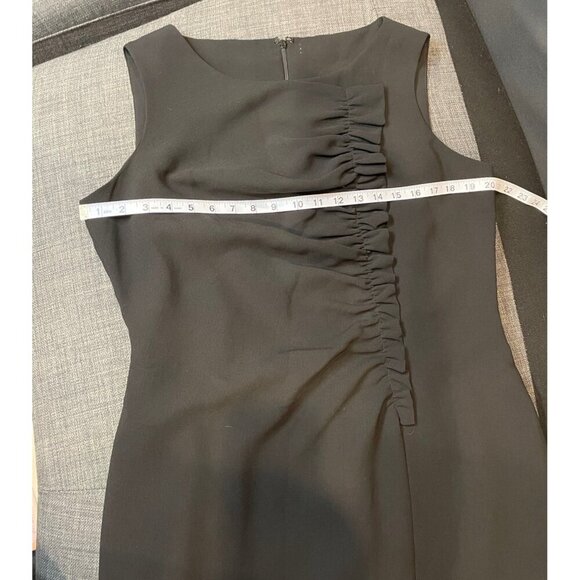 Calvin Klein NWT Black Sleeveless Knee Length Sheath Dress Ruffle Accent Sz 14 - Picture 4 of 7